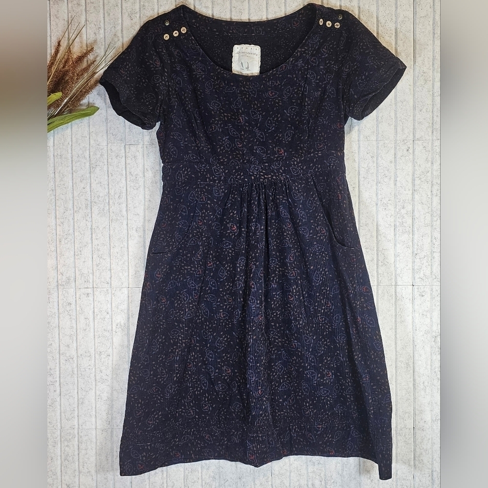 Oh So Lovely by Mantaray Navy Corduroy Dress Women’s Size 12 US 8 Pockets - Picture 2 of 3